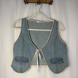 Denim Vest with Tie Front